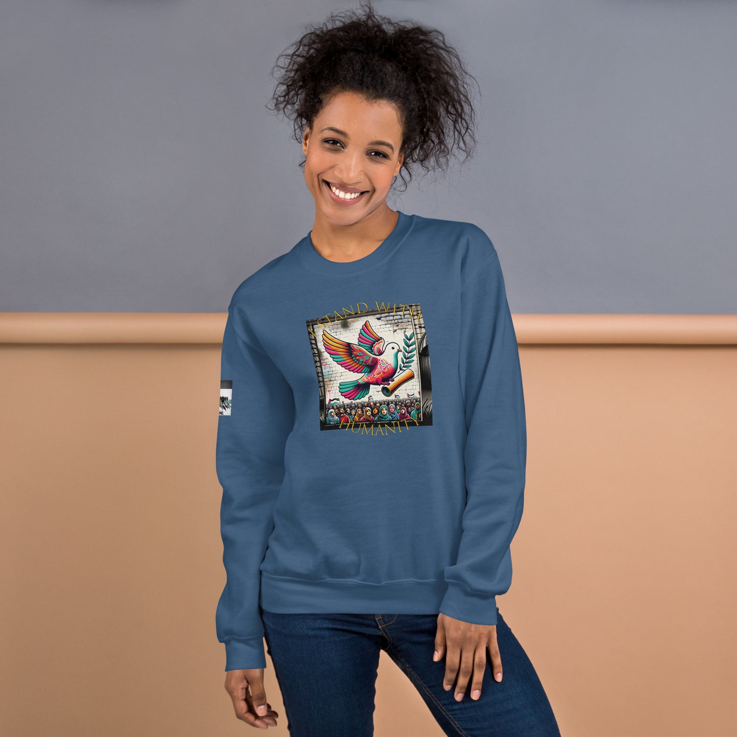 People for Palestine Sweatshirt v7, Unisex Crew Neck Sweatshirt | Gildan 18000