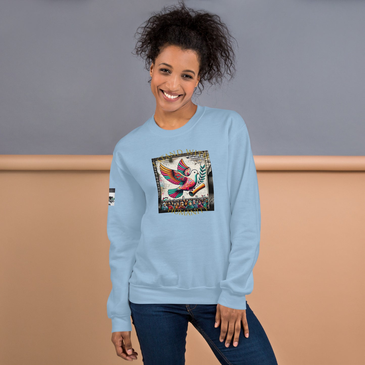 People for Palestine Sweatshirt v7, Unisex Crew Neck Sweatshirt | Gildan 18000