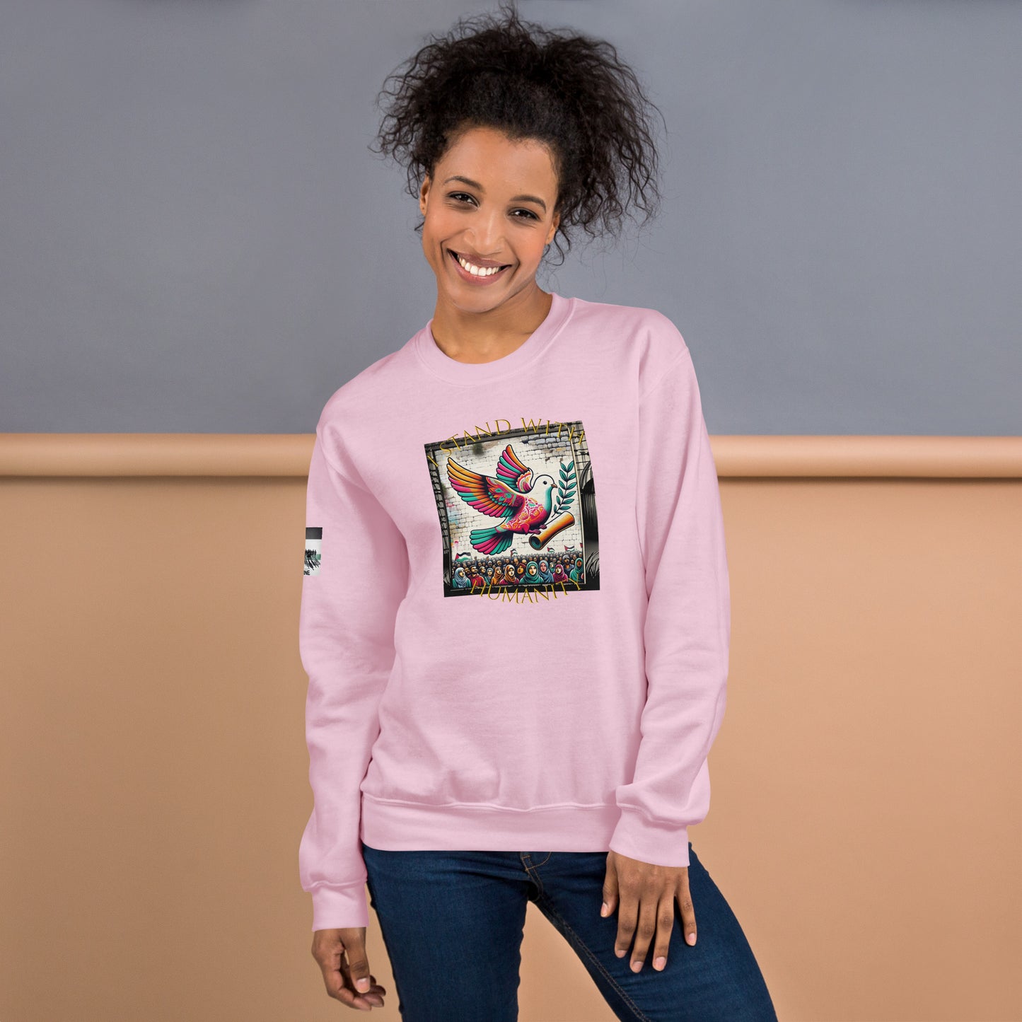 People for Palestine Sweatshirt v7, Unisex Crew Neck Sweatshirt | Gildan 18000