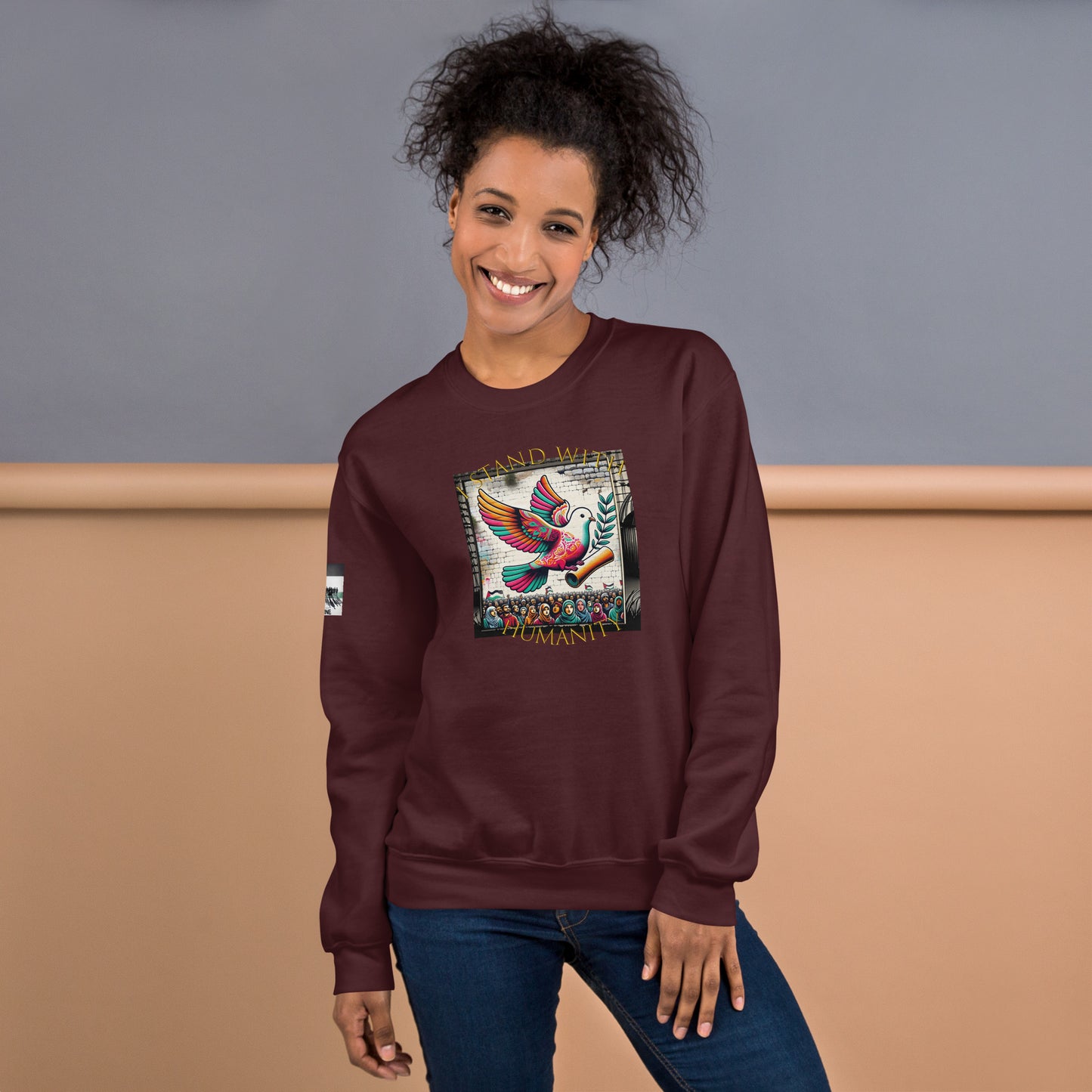 People for Palestine Sweatshirt v7, Unisex Crew Neck Sweatshirt | Gildan 18000