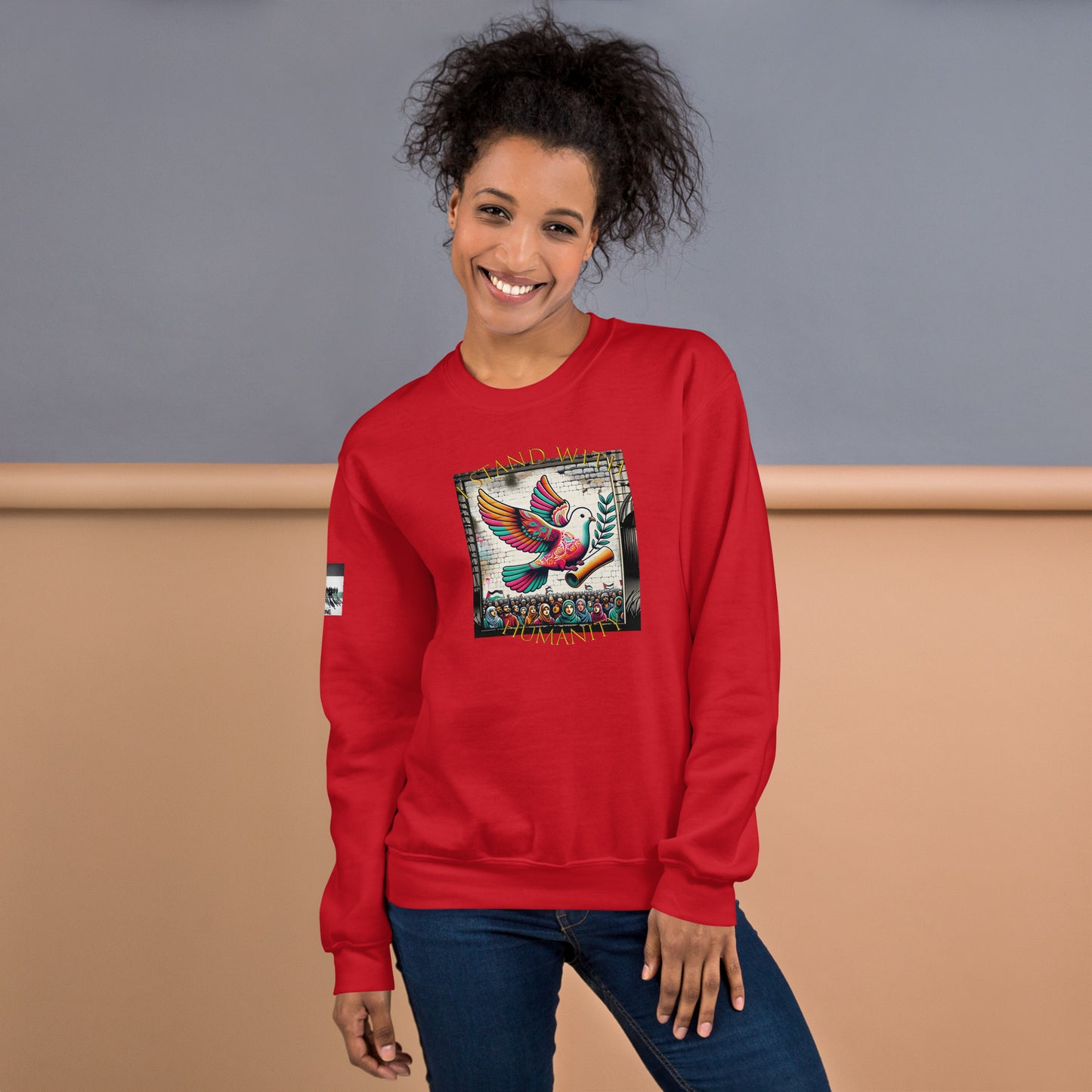 People for Palestine Sweatshirt v7, Unisex Crew Neck Sweatshirt | Gildan 18000