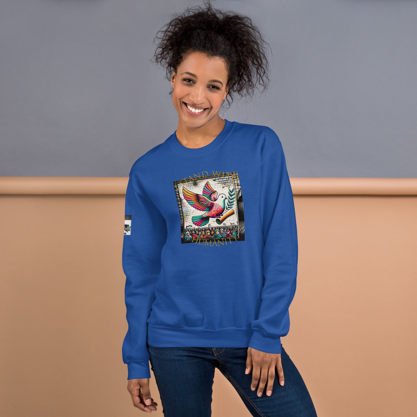 People for Palestine Sweatshirt v7, Unisex Crew Neck Sweatshirt | Gildan 18000