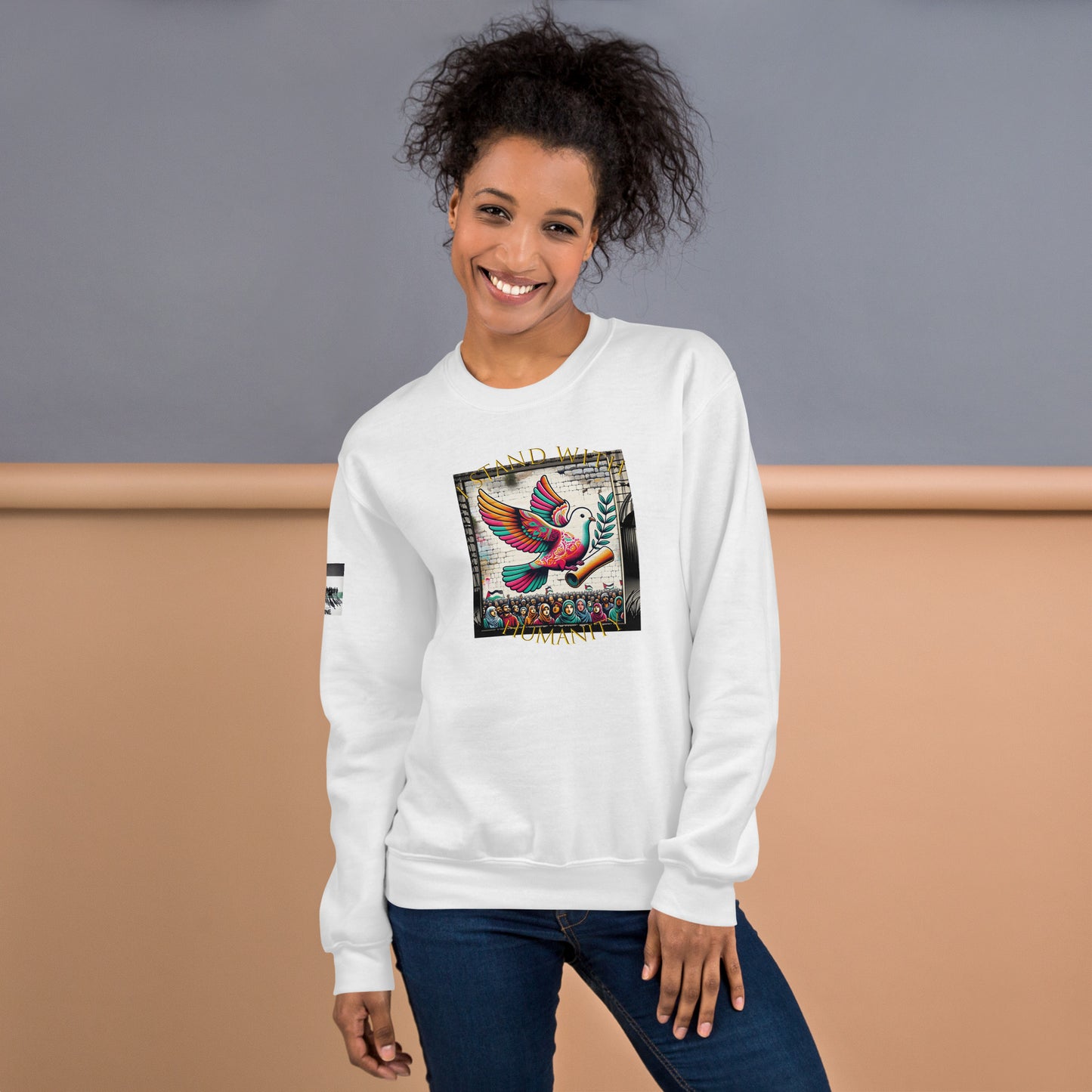 People for Palestine Sweatshirt v7, Unisex Crew Neck Sweatshirt | Gildan 18000