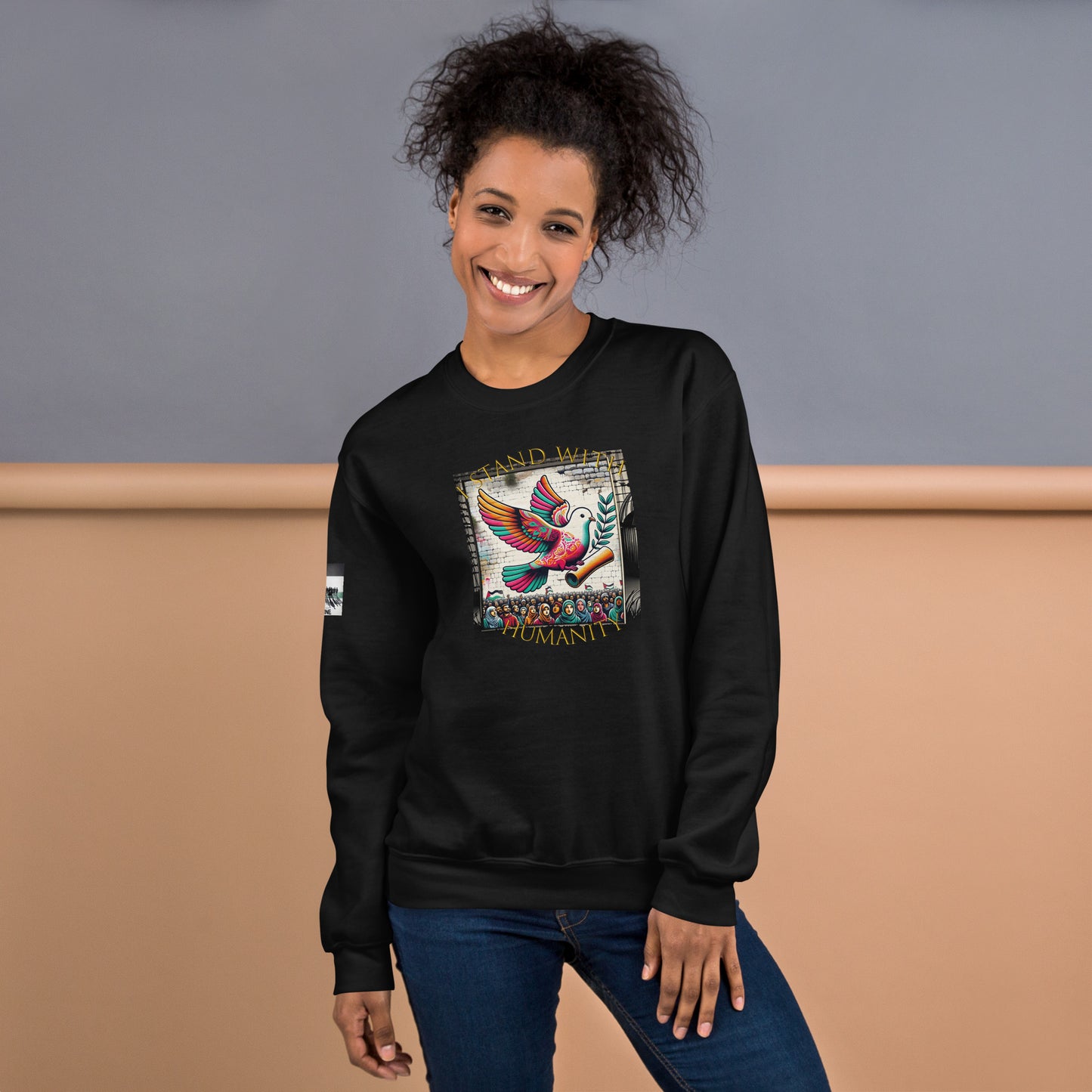 People for Palestine Sweatshirt v7, Unisex Crew Neck Sweatshirt | Gildan 18000