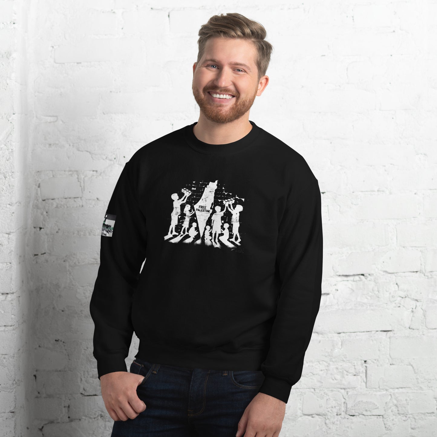People for Palestine Sweatshirt v6, Unisex Crew Neck Sweatshirt | Gildan 18000