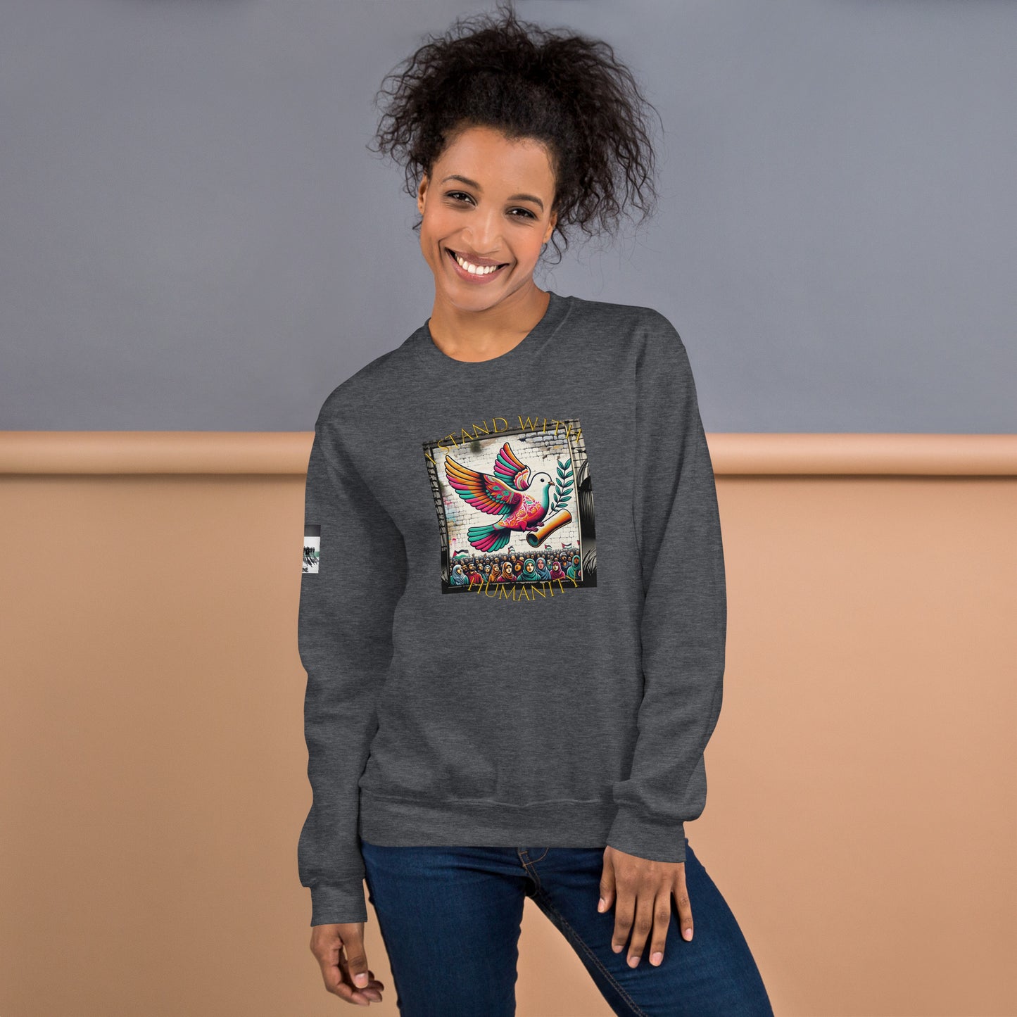 People for Palestine Sweatshirt v7, Unisex Crew Neck Sweatshirt | Gildan 18000