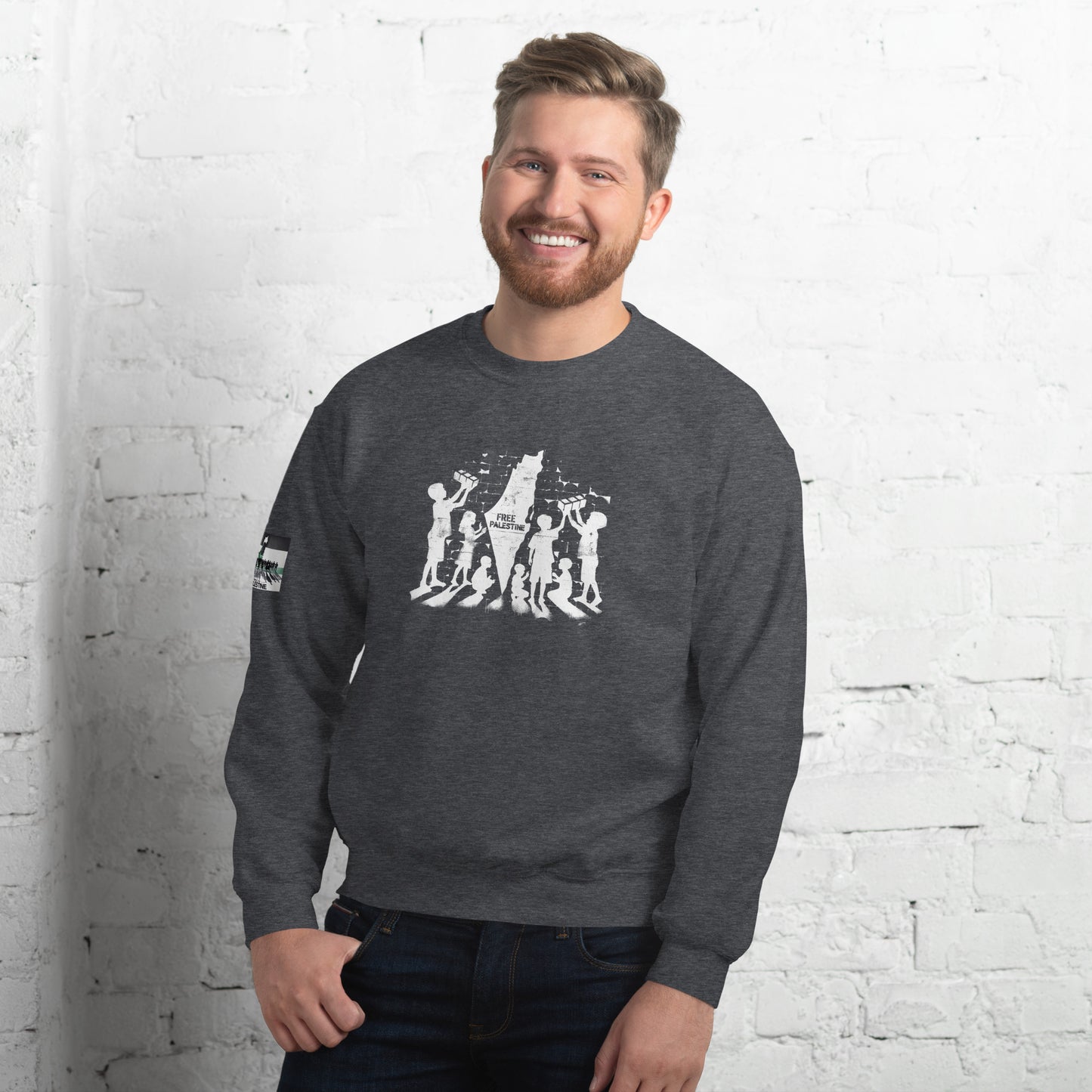 People for Palestine Sweatshirt v6, Unisex Crew Neck Sweatshirt | Gildan 18000