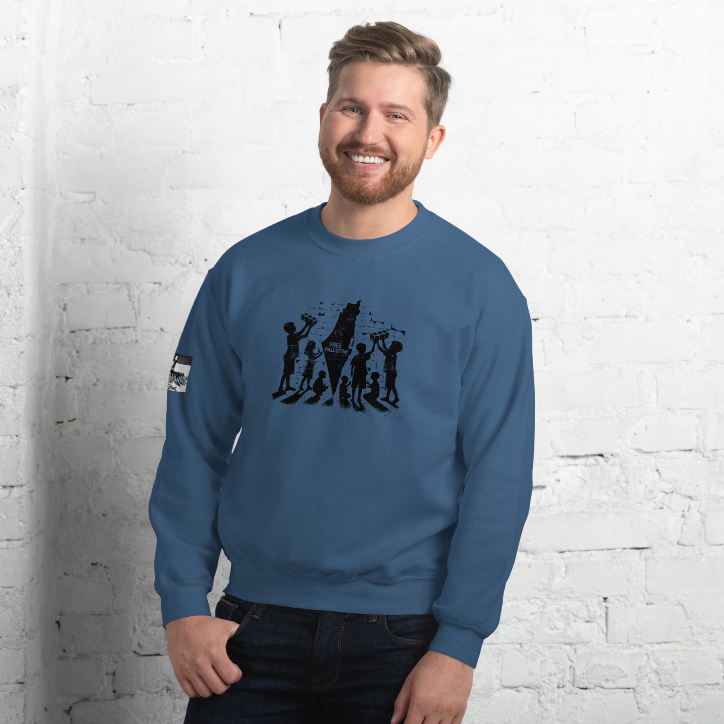People for Palestine Sweatshirt v6, Unisex Crew Neck Sweatshirt | Gildan 18000