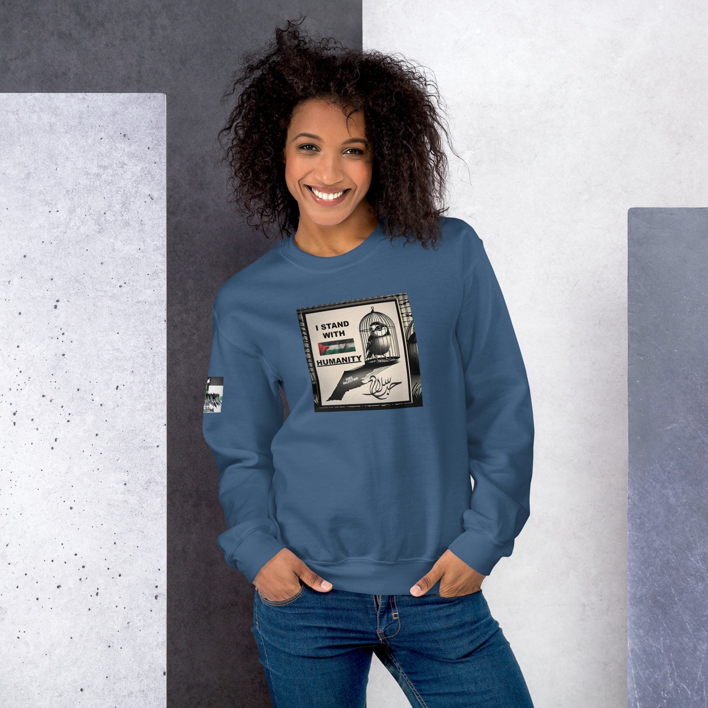People for Palestine Sweatshirt v9, Unisex Crew Neck Sweatshirt | Gildan 18000