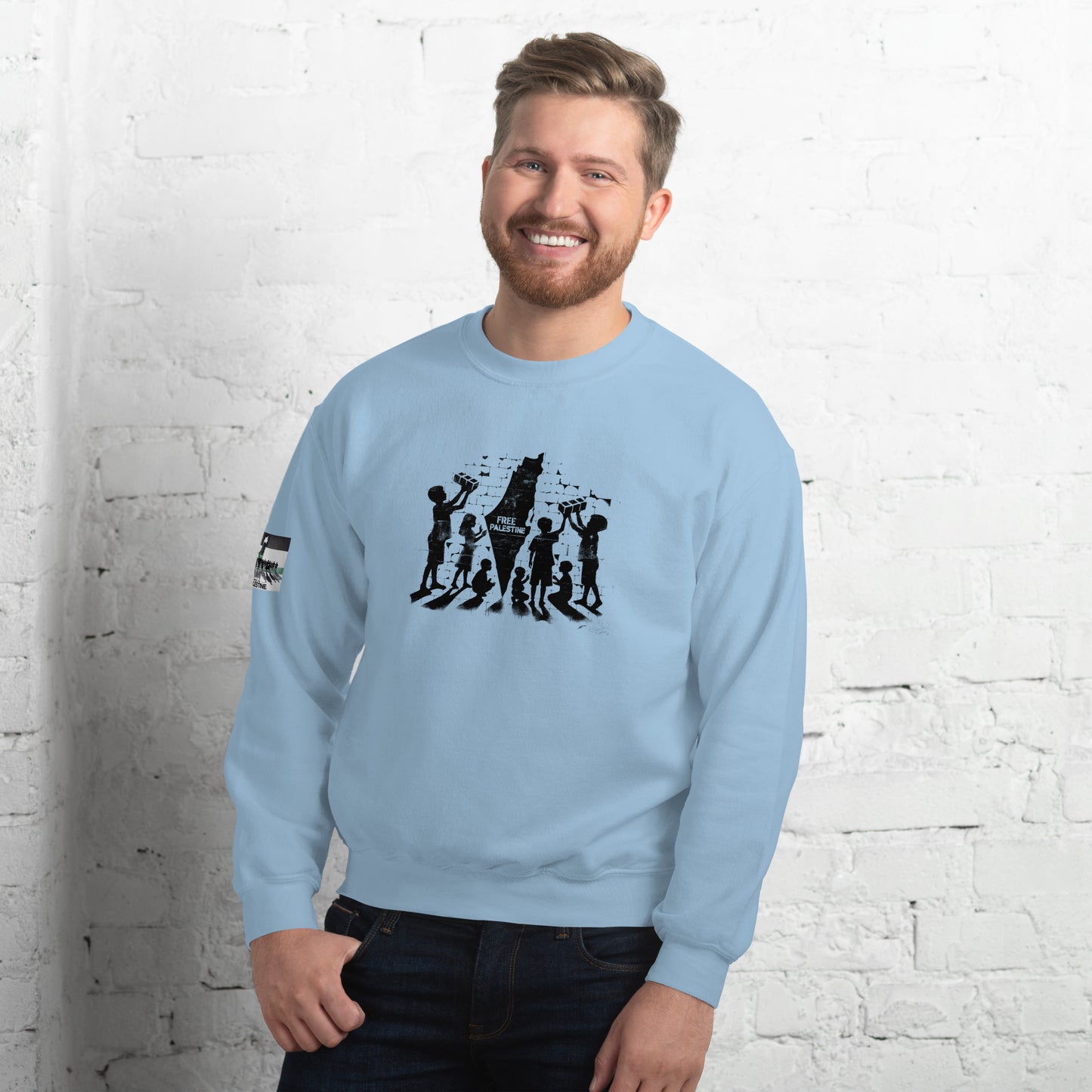 People for Palestine Sweatshirt v6, Unisex Crew Neck Sweatshirt | Gildan 18000
