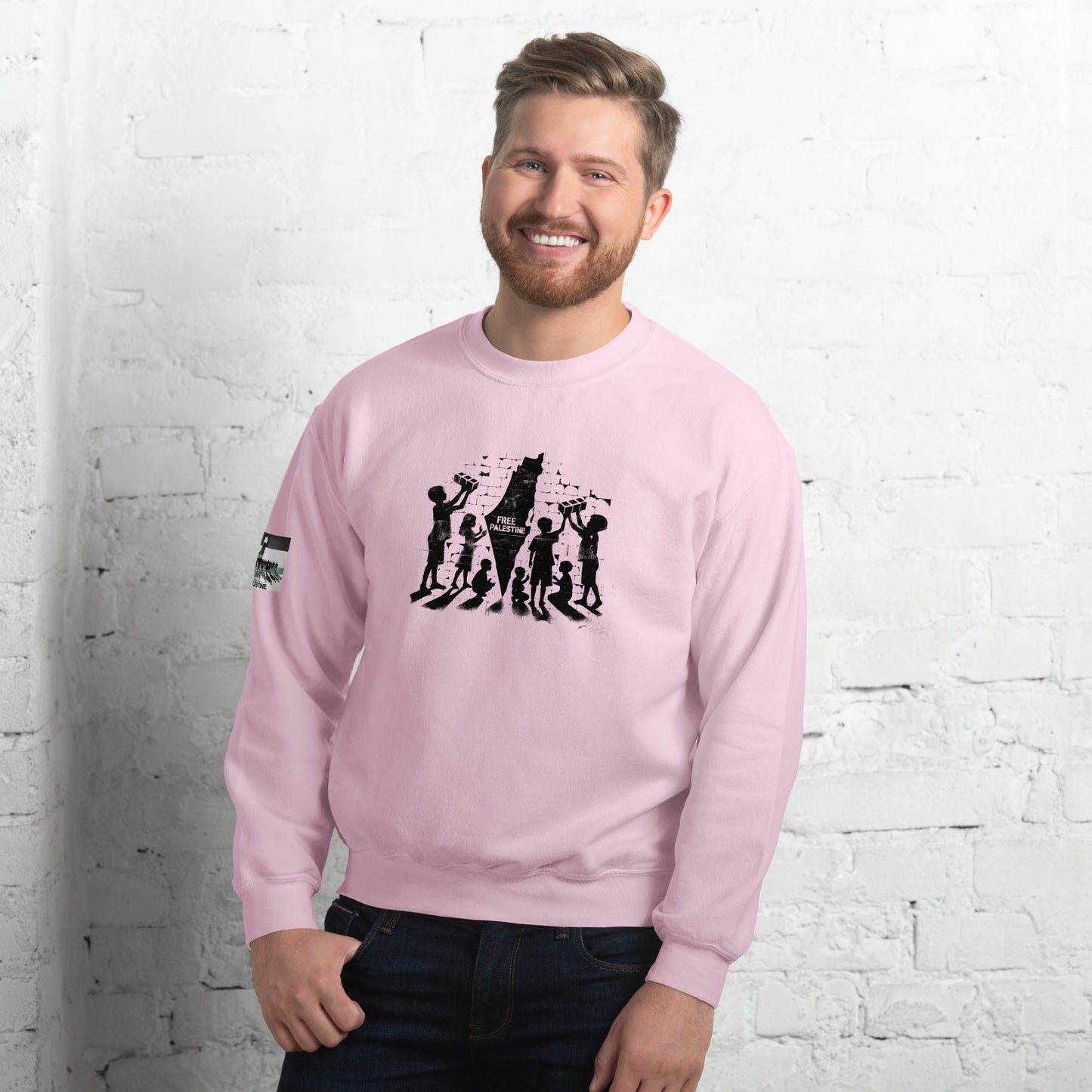 People for Palestine Sweatshirt v6, Unisex Crew Neck Sweatshirt | Gildan 18000