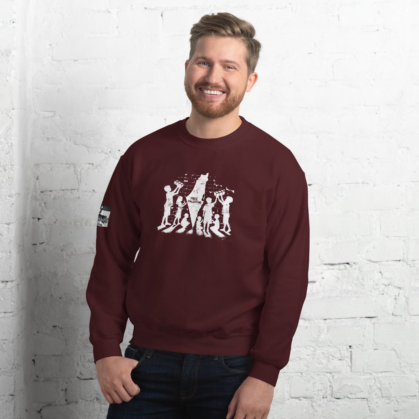 People for Palestine Sweatshirt v6, Unisex Crew Neck Sweatshirt | Gildan 18000