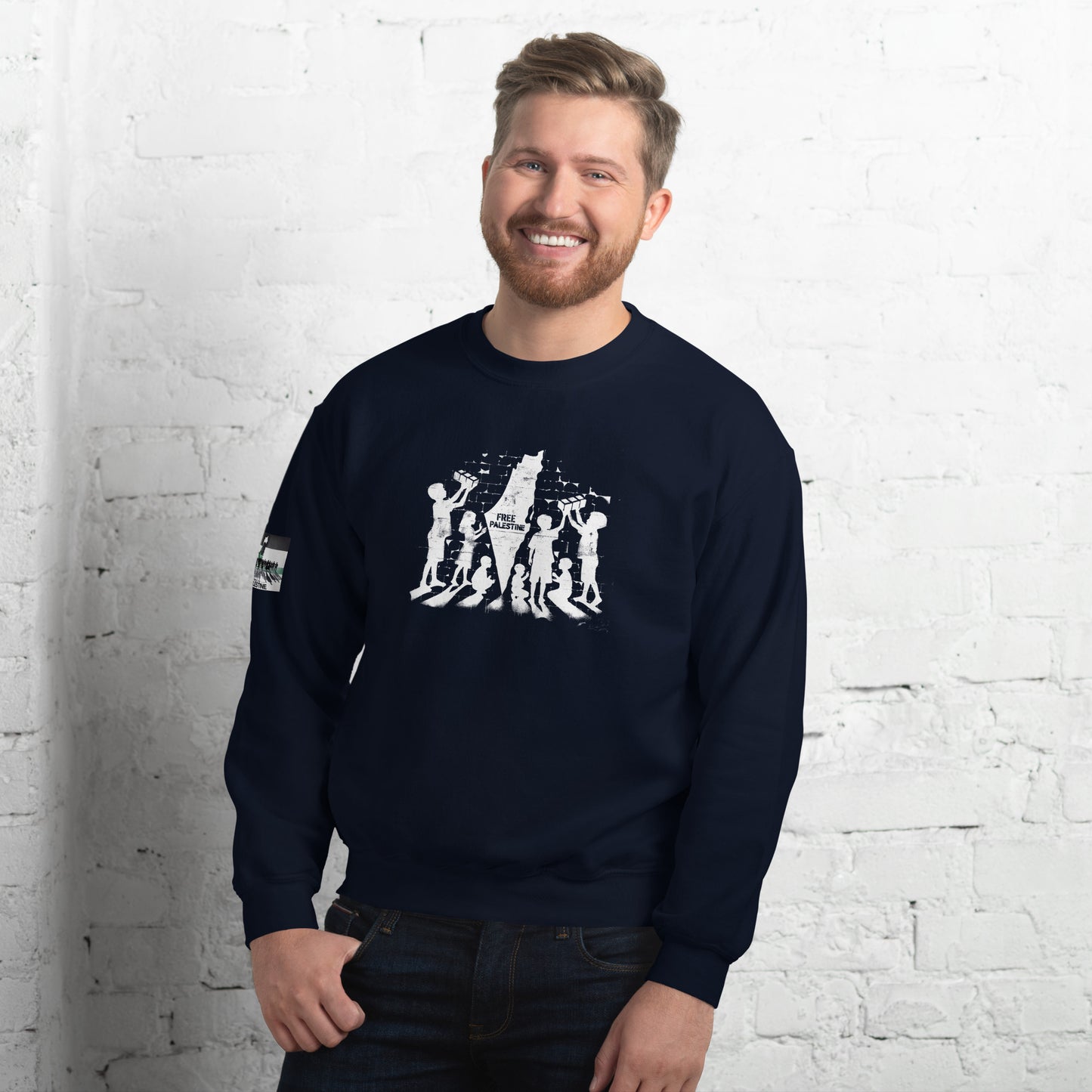 People for Palestine Sweatshirt v6, Unisex Crew Neck Sweatshirt | Gildan 18000