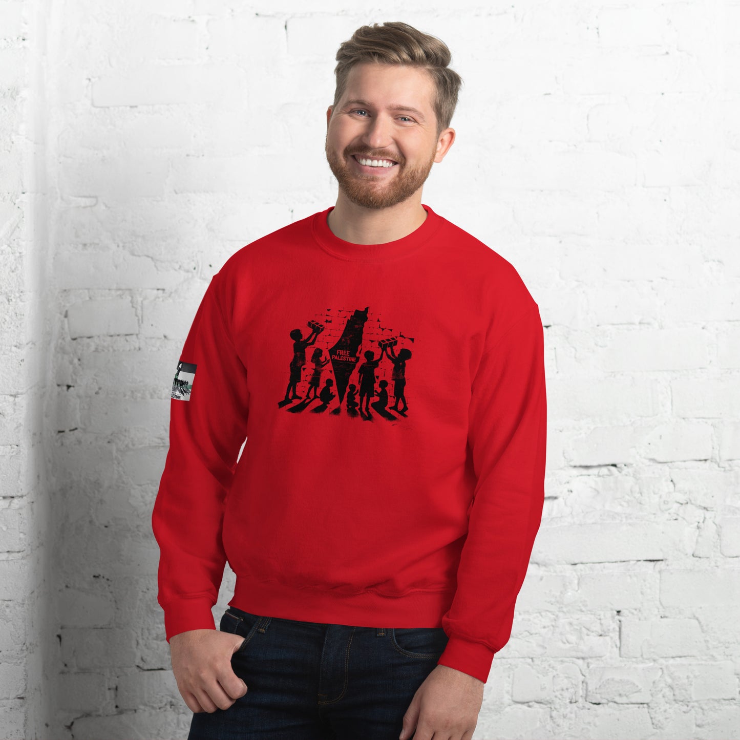 People for Palestine Sweatshirt v6, Unisex Crew Neck Sweatshirt | Gildan 18000
