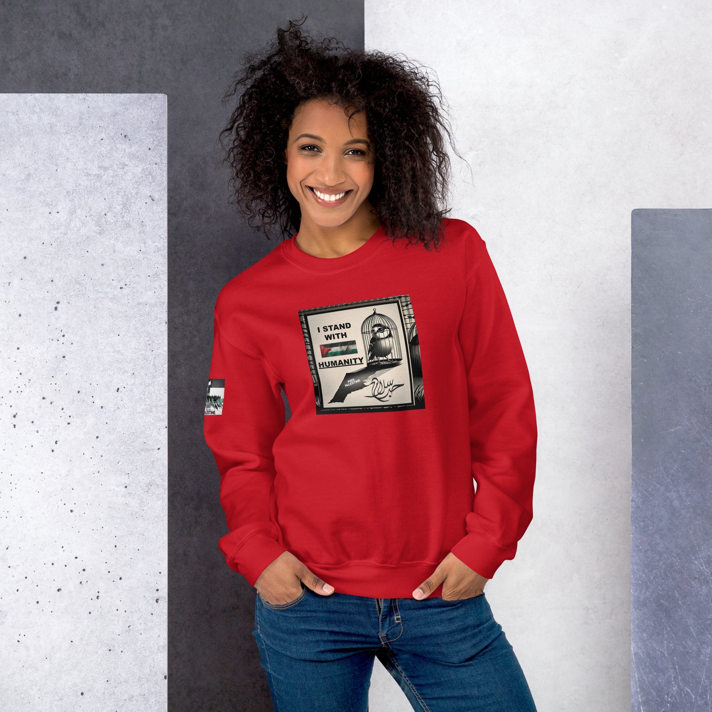 People for Palestine Sweatshirt v9, Unisex Crew Neck Sweatshirt | Gildan 18000