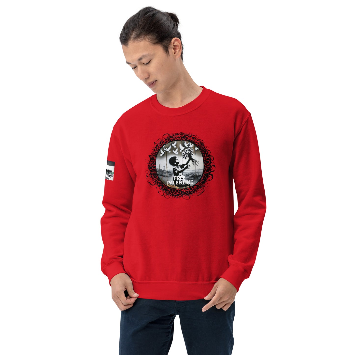 People for Palestine Sweatshirt v11, Unisex Crew Neck Sweatshirt | Gildan 18000
