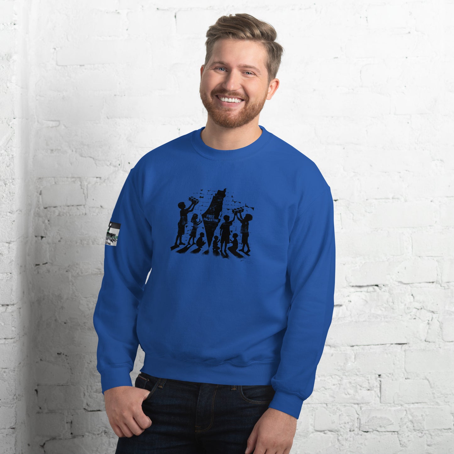 People for Palestine Sweatshirt v6, Unisex Crew Neck Sweatshirt | Gildan 18000