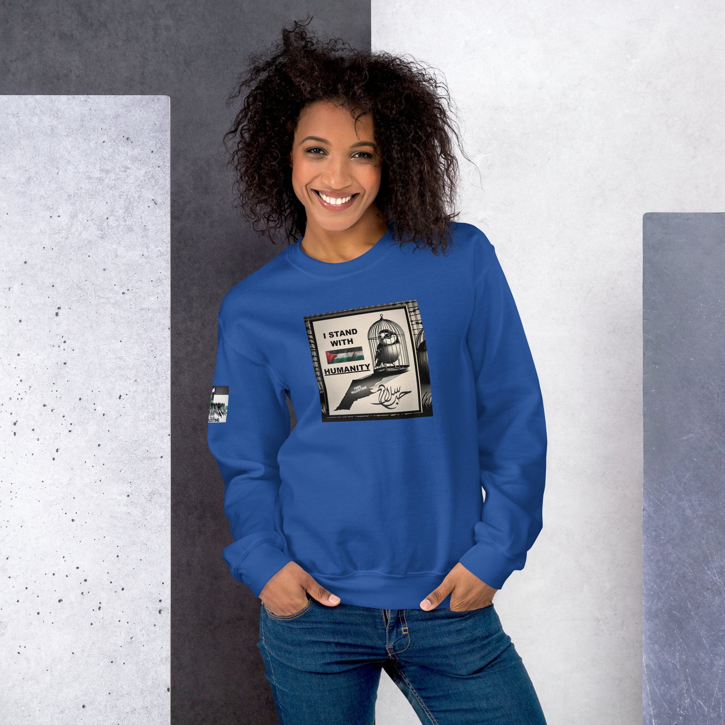 People for Palestine Sweatshirt v9, Unisex Crew Neck Sweatshirt | Gildan 18000