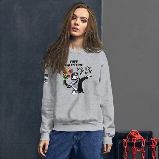 People for Palestine Sweatshirt v5, Unisex Crew Neck Sweatshirt | Gildan 18000
