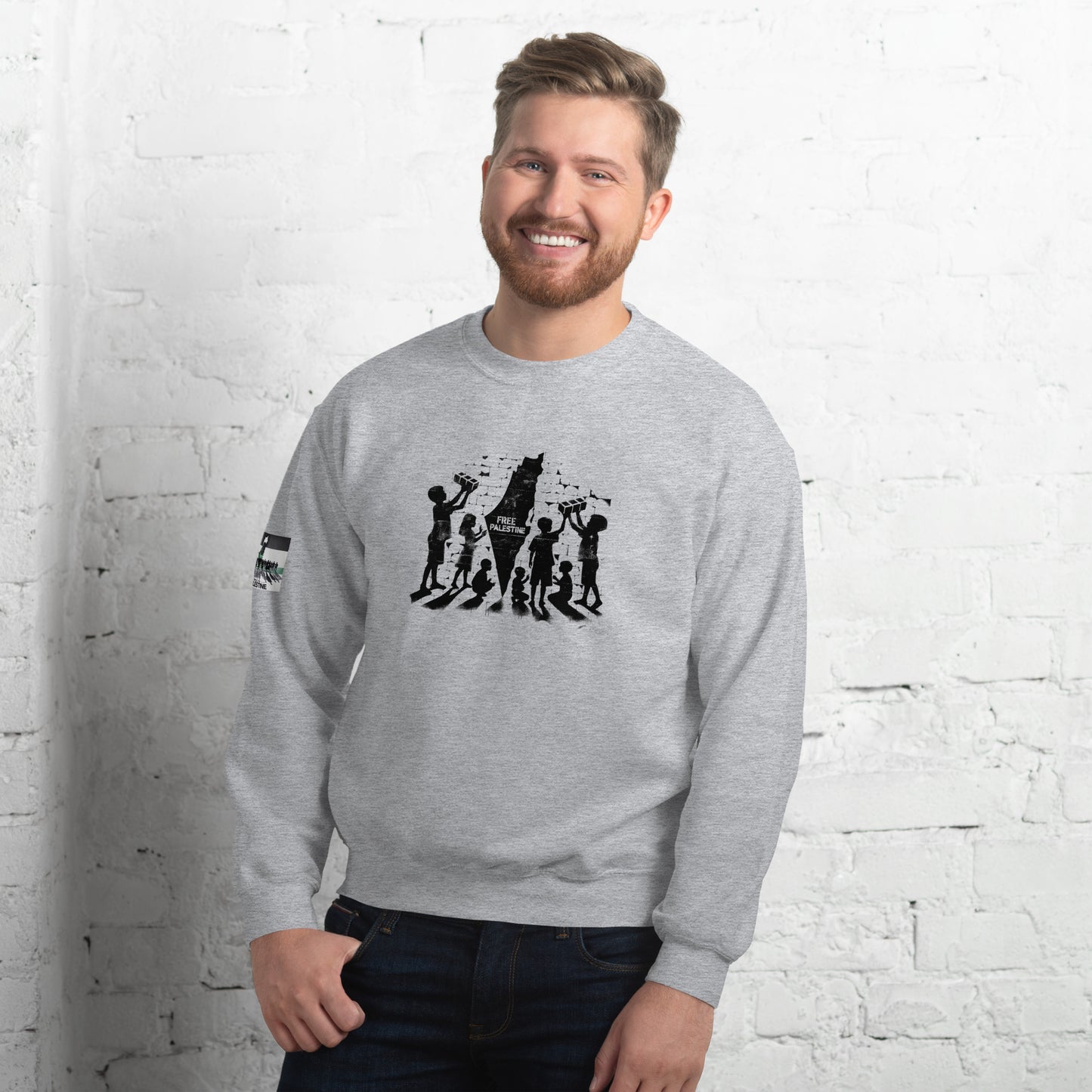 People for Palestine Sweatshirt v6, Unisex Crew Neck Sweatshirt | Gildan 18000