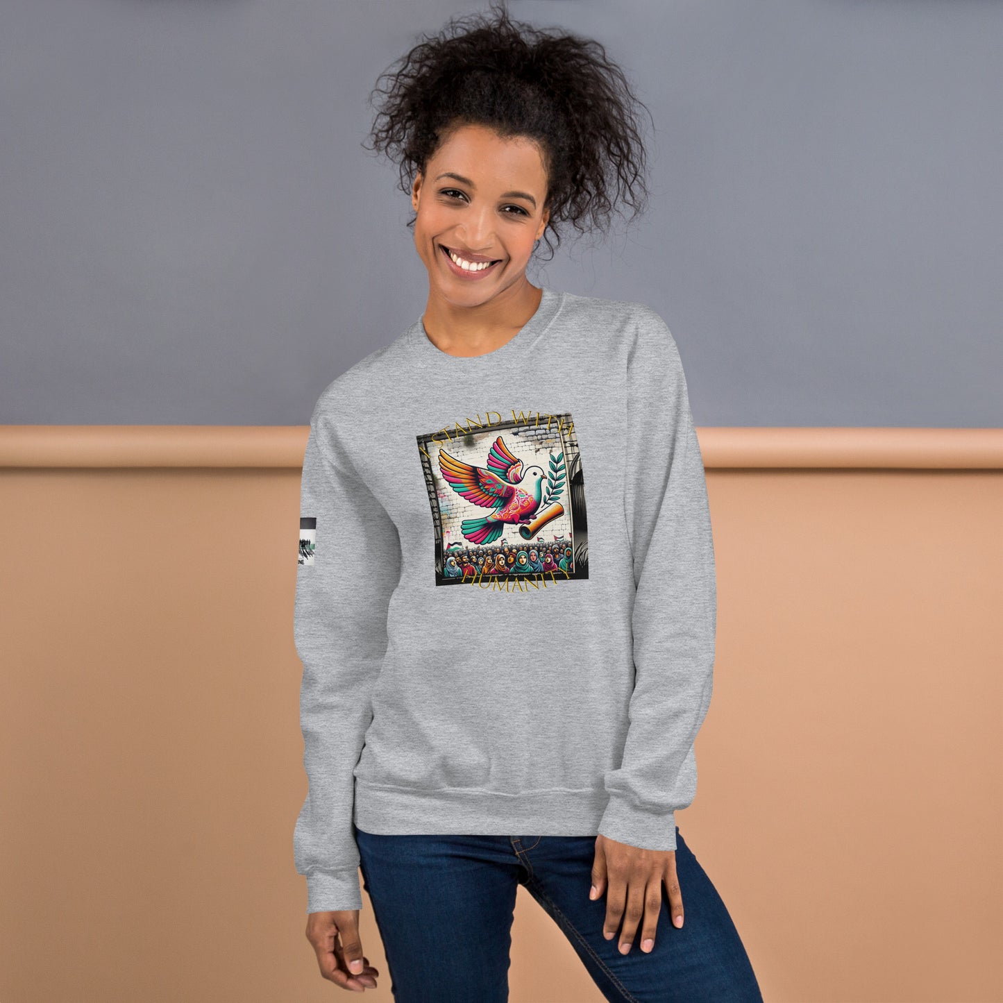 People for Palestine Sweatshirt v7, Unisex Crew Neck Sweatshirt | Gildan 18000