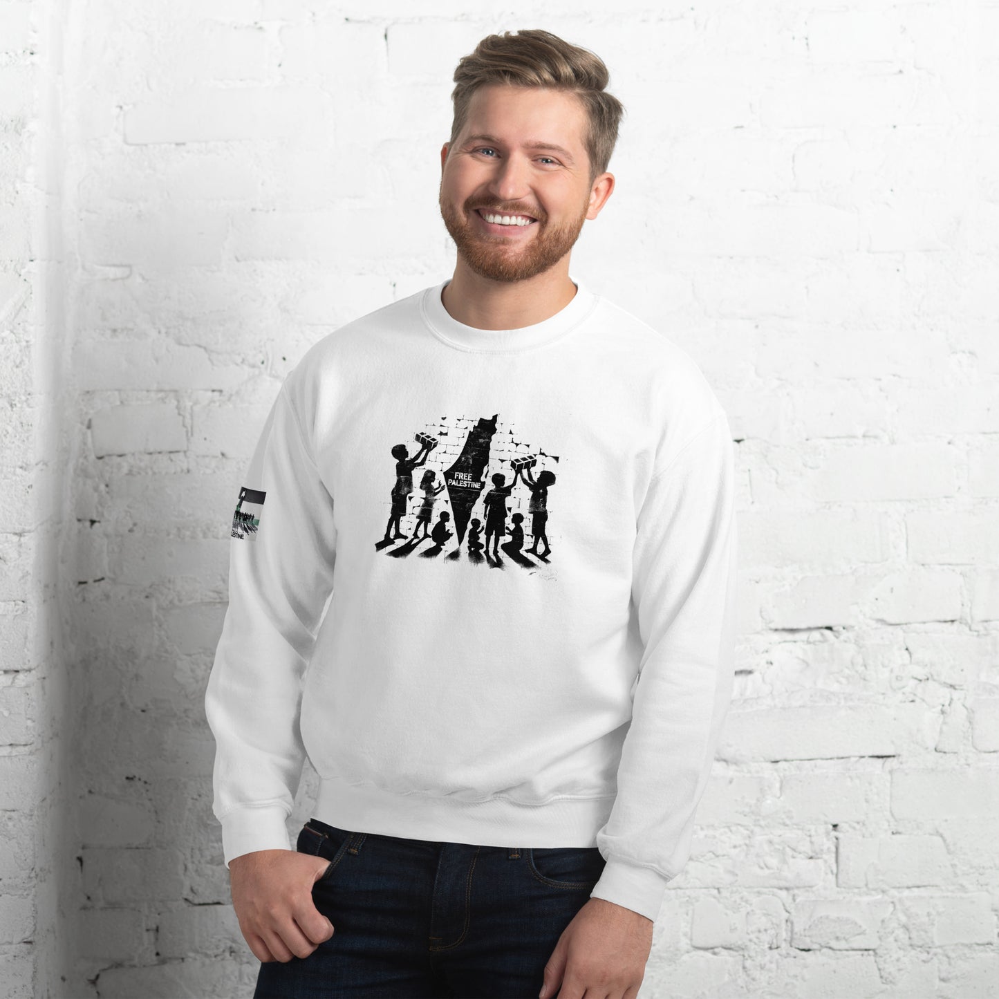 People for Palestine Sweatshirt v6, Unisex Crew Neck Sweatshirt | Gildan 18000